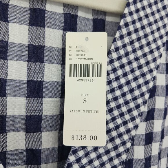 Anthropologie 11.1.TYLHO Navy White Gingham Midi Dress Small New With Tag - Picture 7 of 15